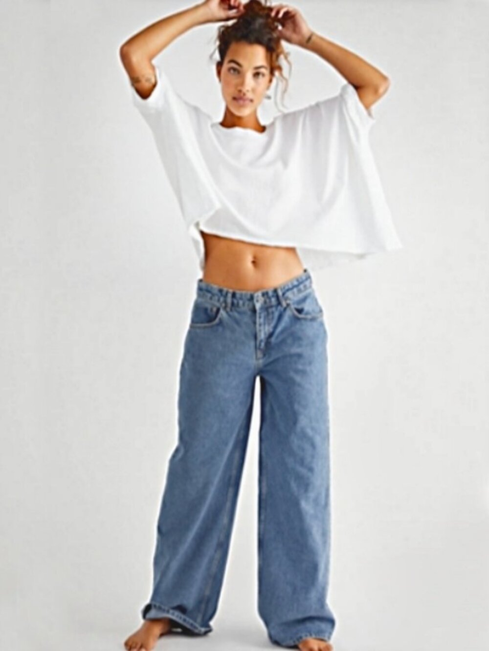 THE RAGGED PRIEST WIDE LEG DENIM JEANS BAGGY FLARE INDIE SLEEZE FESTIVAL BOHO 30